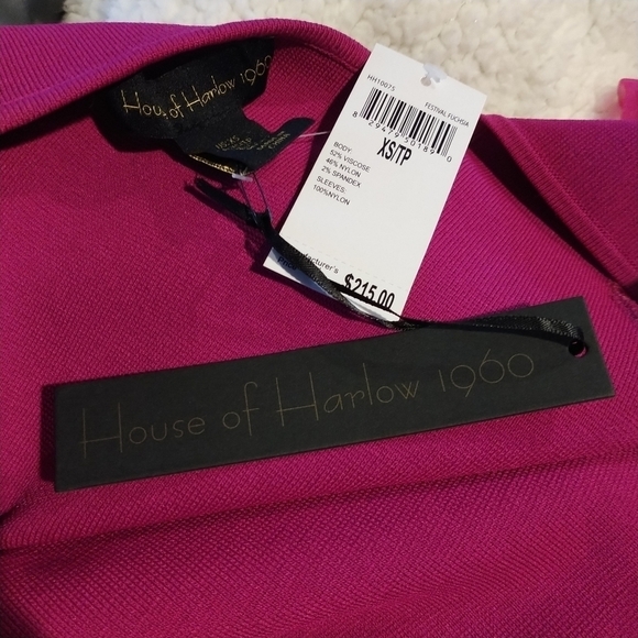 House of Harlow 1960. Festival Fuchsia Sheer Long Sleeve Midi Dress XS - Picture 7 of 12